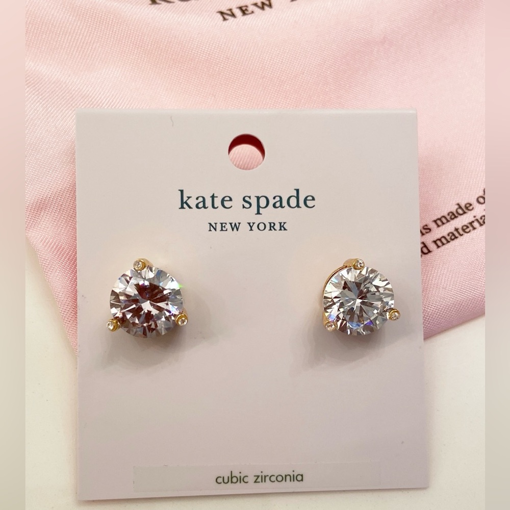 Kate Spade Rise and Shine Clear Stud Earrings New - Picture 5 of 7